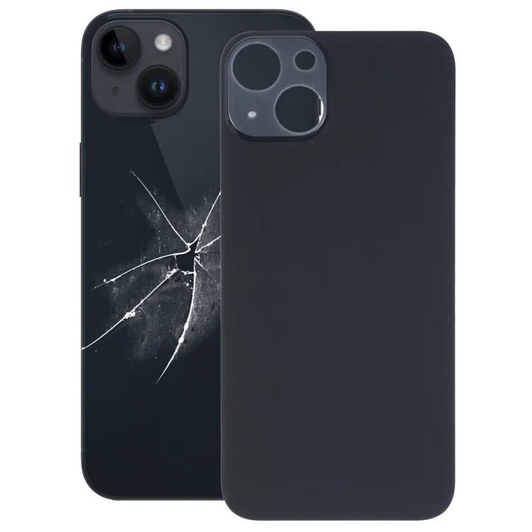 For iPhone 14 Plus Easy Replacement Big Camera Hole Glass Back Battery Cover(Black)
