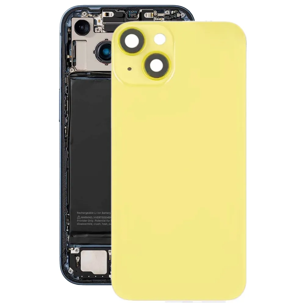 For iPhone 14 Plus Glass Battery Back Cover with Flash Bracket + Wireless Charging Module(Yellow) image 7