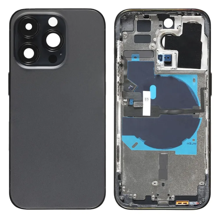For iPhone 14 Pro Battery Back Cover with Power + Volume Flex Cable + Wireless Charging Module, Version:China Version(Black)