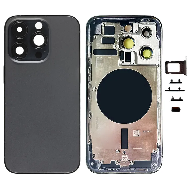 For iPhone 14 Pro Battery Back Cover with Side Keys & Card Tray, Version:US Version(Black)