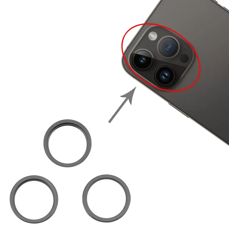 For iPhone 14 Pro Max 3PCS Rear Camera Glass Lens Metal Outside Protector Hoop Ring(Black) image 5