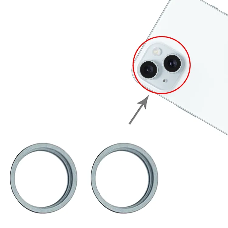 For iPhone 15 / 15 Plus 2pcs/set Rear Camera Glass Lens Metal Outside Protector Hoop Ring (Blue) image 3