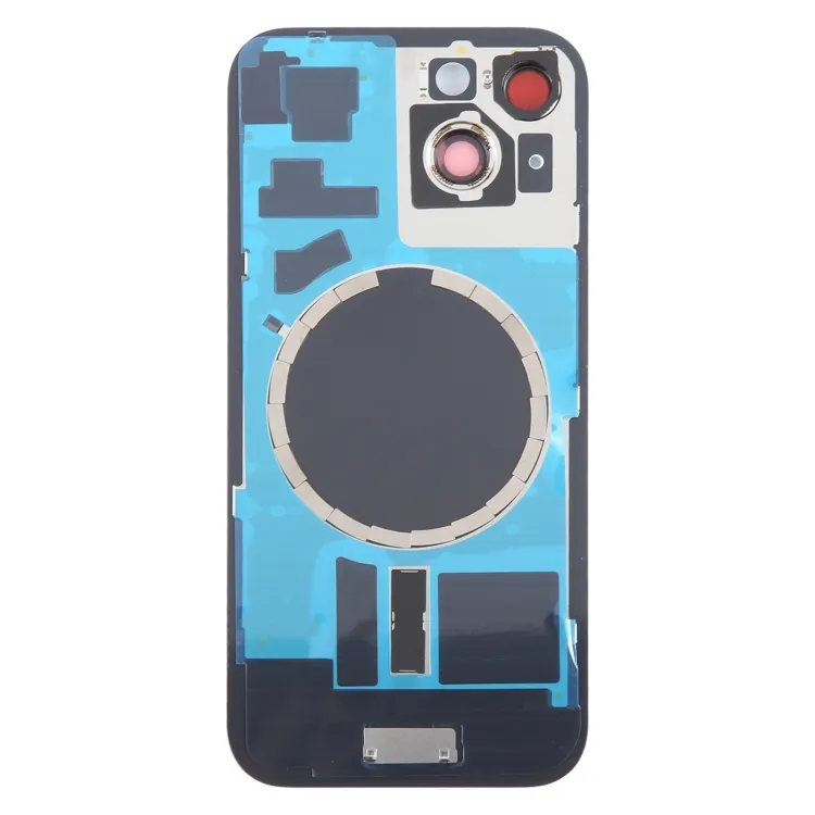 For iPhone 15 Battery Back Cover with Camera Lens Frame + MagSafe Magnet(Blue) image 3