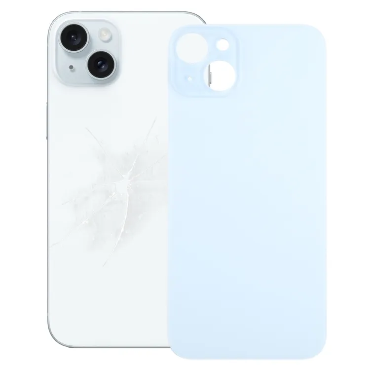 For iPhone 15 Plus Easy Replacement Big Camera Hole Glass Back Battery Cover(Blue)