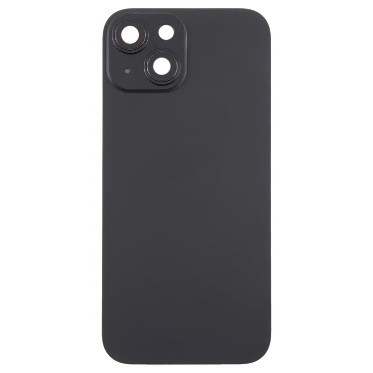 For iPhone 15 Plus Glass Battery Back Cover with Camera Lens Frame(Black)