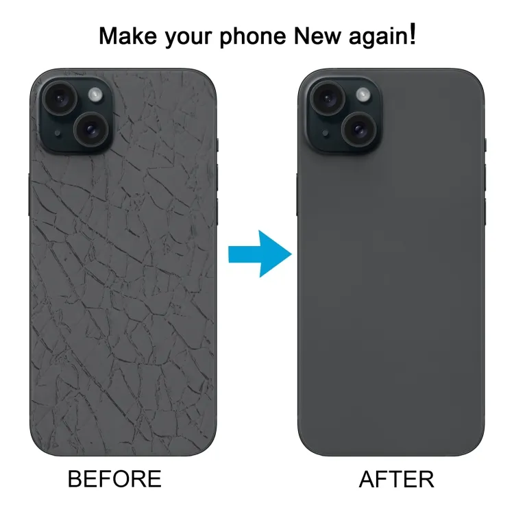 For iPhone 15 Plus Glass Battery Back Cover with Camera Lens Frame(Black) image 3