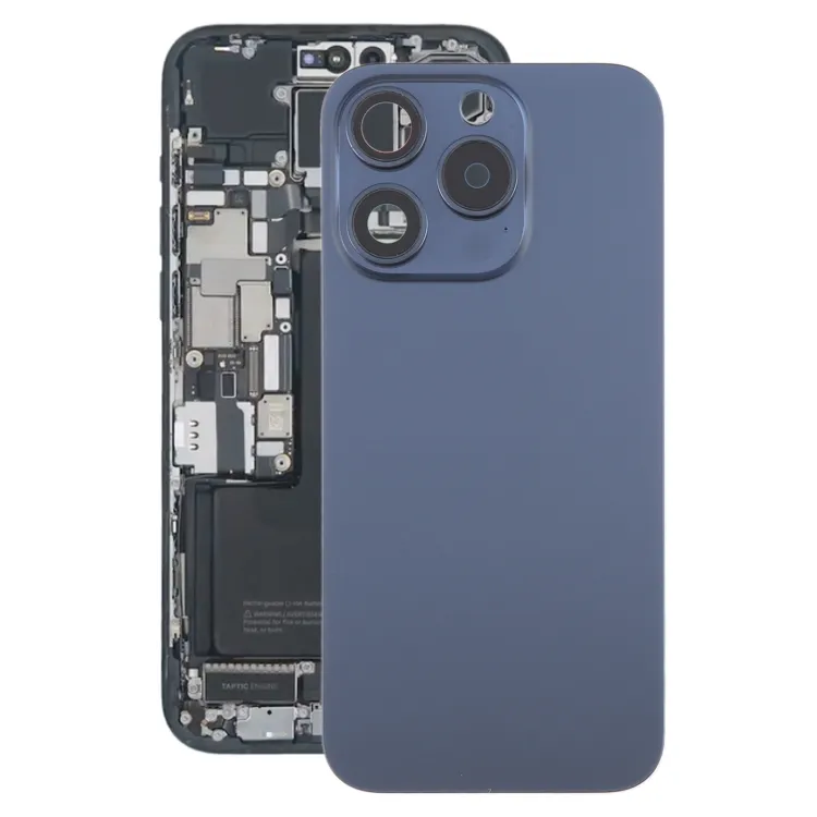 For iPhone 15 Pro Battery Back Cover with Camera Lens Frame + MagSafe Magnet(Blue)
