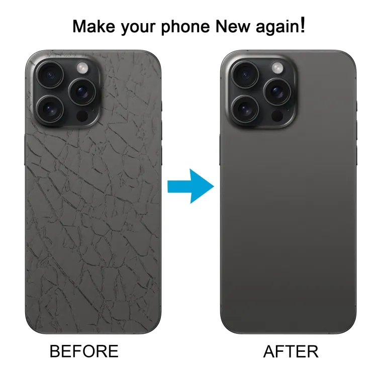 For iPhone 15 Pro Glass Battery Back Cover with Camera Lens Frame(Black) image 6