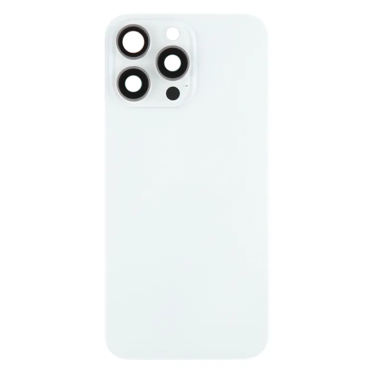 For iPhone 15 Pro Max Battery Back Cover with Camera Lens Frame + MagSafe Magnet(White) image 2