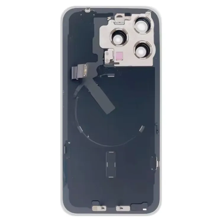 For iPhone 15 Pro Max Glass Battery Back Cover with Flash Bracket + Wireless Charging Module(Blue) image 3