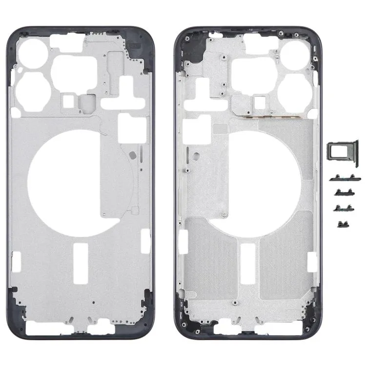 For iPhone 15 Pro Max Middle Frame Bezel Plate with Side Keys + Card Tray, Version:CE EU Version (Blue)