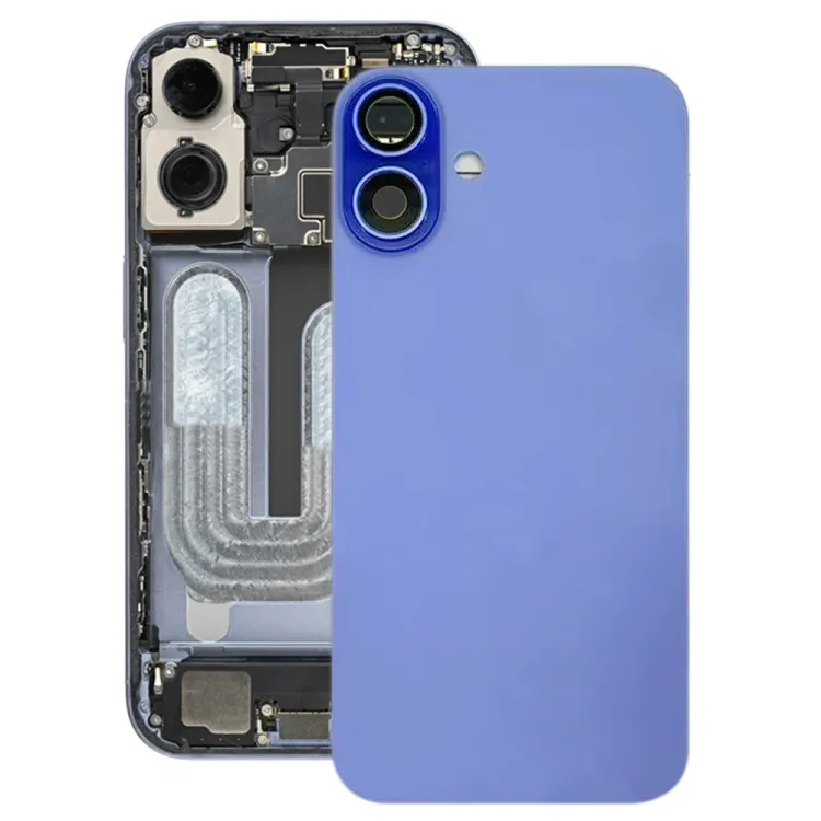 For iPhone 16 Battery Back Cover with Camera Lens Frame(Cyan)