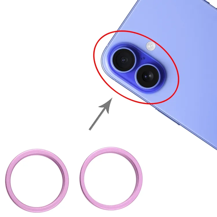 For iPhone 16 Plus 2pcs/set Rear Camera Glass Lens Metal Outside Protector Hoop Ring (Purple) image 5