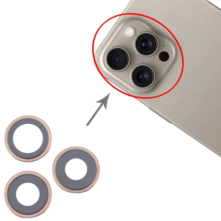 For iPhone 16 Pro 3pcs/Set Camera Lens Cover (Gold) image 5