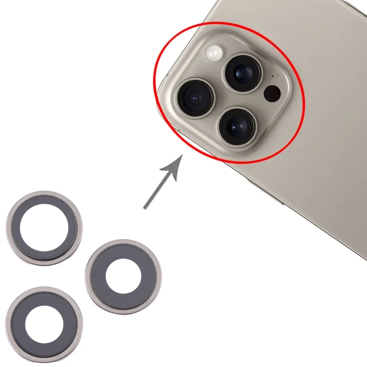 For iPhone 16 Pro Max 3pcs/Set Camera Lens Cover (Titanium Color) image 5