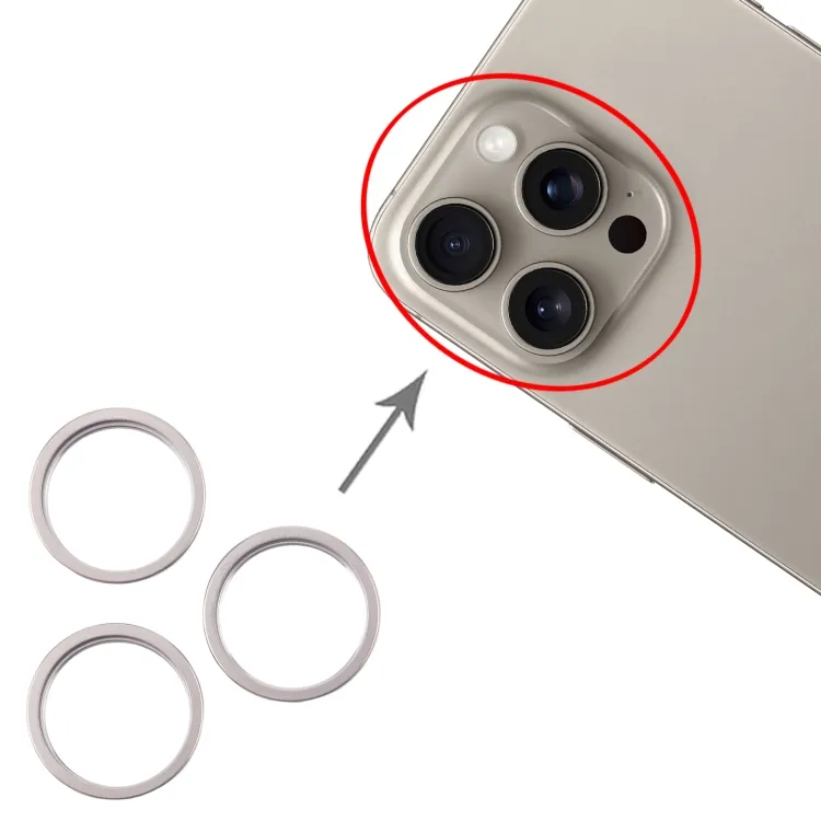 For iPhone 16 Pro Max 3pcs/set Rear Camera Glass Lens Metal Outside Protector Hoop Ring (Titanium Color) image 5