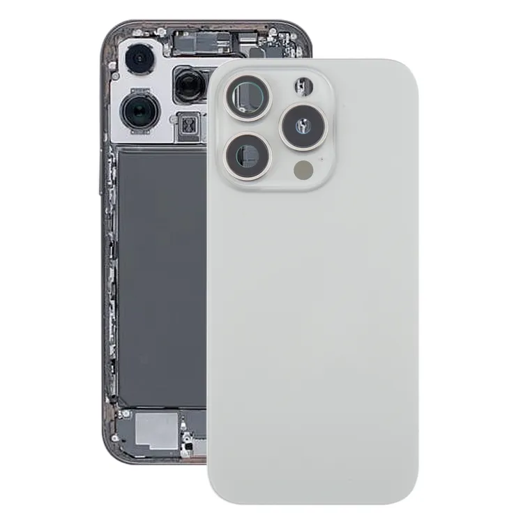 For iPhone 16 Pro Max Original Glass Battery Back Cover with Camera Lens Frame + MagSafe Magnet(Silver)