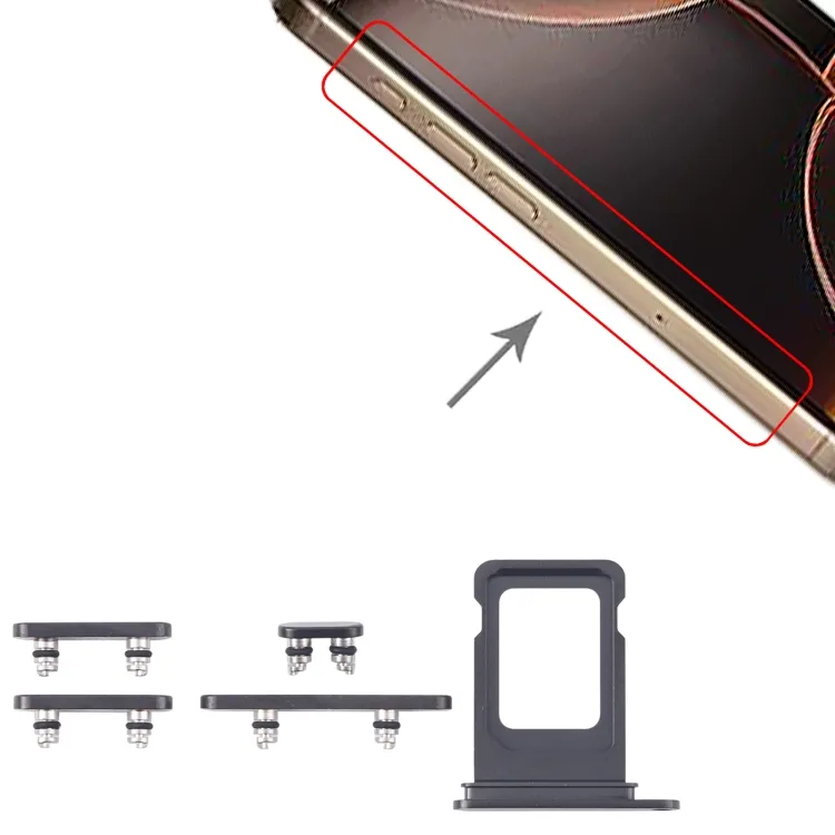 For iPhone 16 Pro Max Original SIM Card Tray + SIM Card Tray + Side Keys (Black) image 5