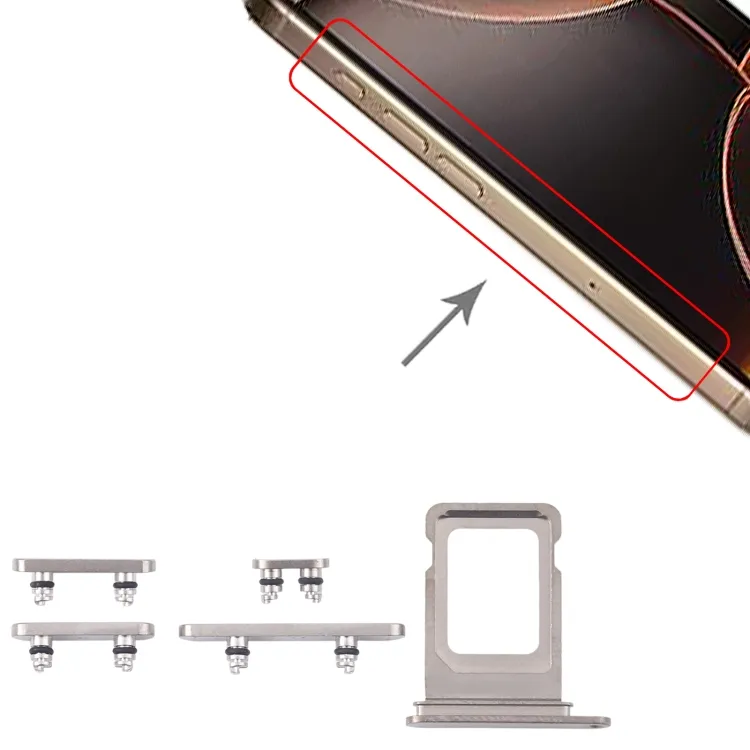 For iPhone 16 Pro Original SIM Card Tray + Side Keys (Silver) image 5