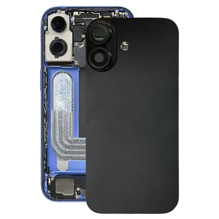 For iPhone 17 Glass Battery Back Cover with Camera Lens Frame(Black)