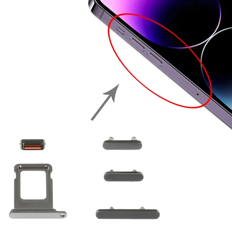 SIM Card Tray + Side Keys for iPhone 14 Pro(Black) image 4