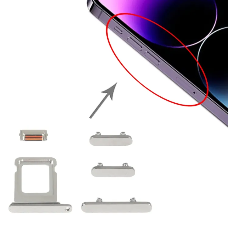 SIM Card Tray + Side Keys for iPhone 14 Pro Max(Silver) image 5