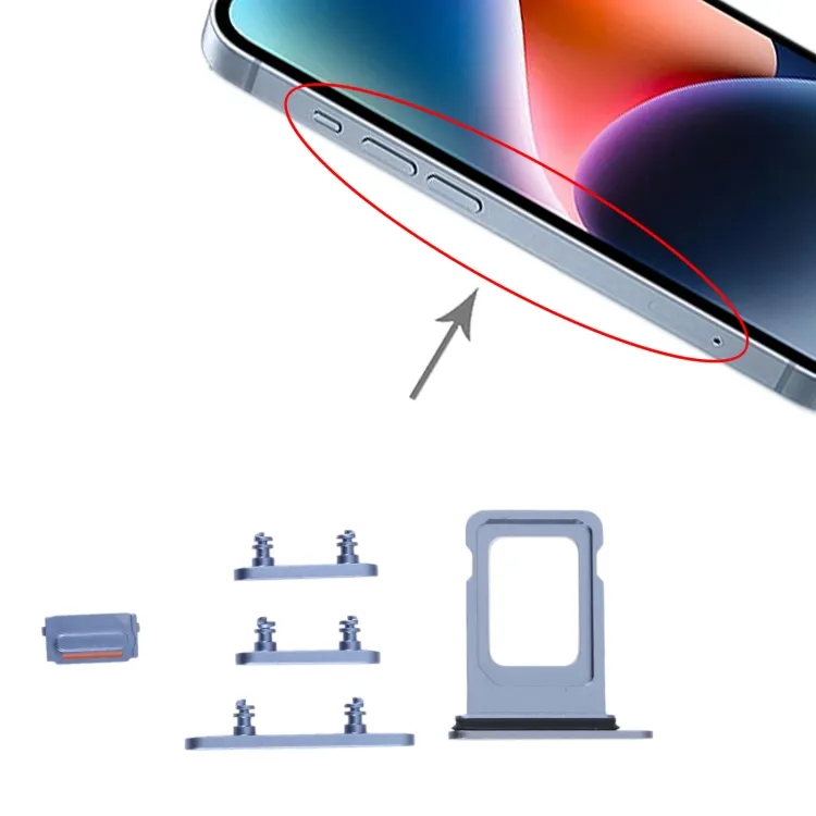 SIM Card Tray + SIM Card Tray + Side Keys for iPhone 14 (Blue) image 4