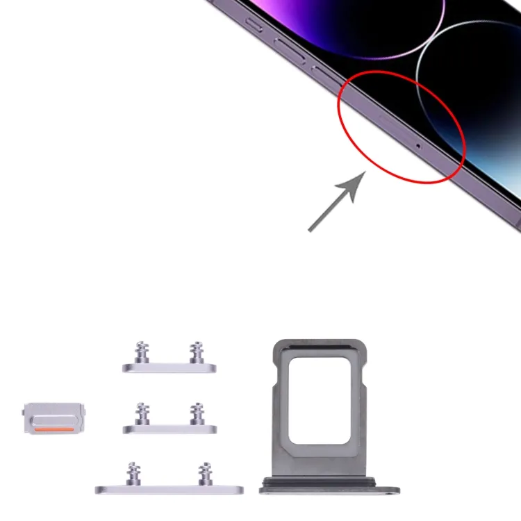 SIM Card Tray + SIM Card Tray + Side Keys for iPhone 14 Pro Max (Purple) image 5