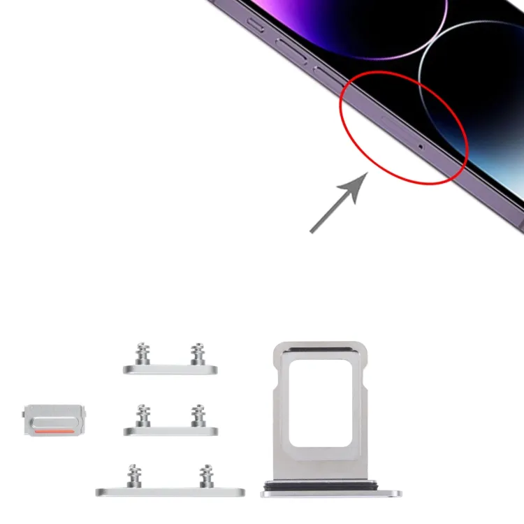SIM Card Tray + SIM Card Tray + Side Keys for iPhone 14 Pro (Silver) image 5